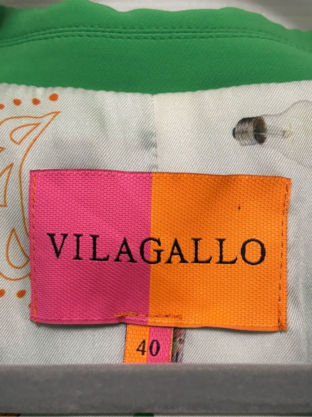 Vilagallo Kelly Green Blazer Printed Lining Tailored Jacket Size 40 6 - Picture 7 of 9
